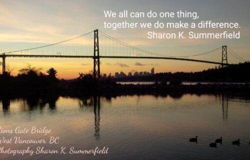 Photography by Sharon K. Summerfield as the sun was rising in West Vancouver, BC near the Lions Gate Bridge