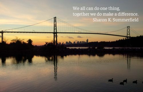 Photography by Sharon K. Summerfield. Sunrise of the Lions Gate Bridge