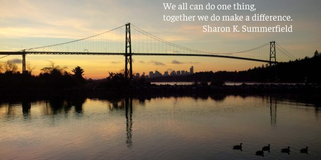 Photography by Sharon K. Summerfield. Sunrise of the Lions Gate Bridge