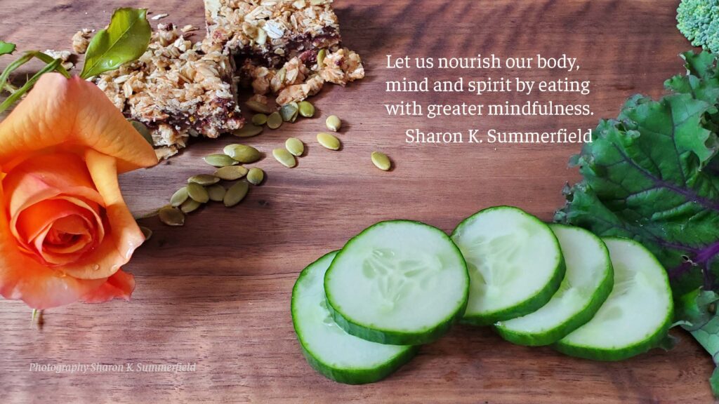 Photography and quote by Sharon K. Summerfield.  Featuring a rose from Sharon's garden and the Oats recipe. 